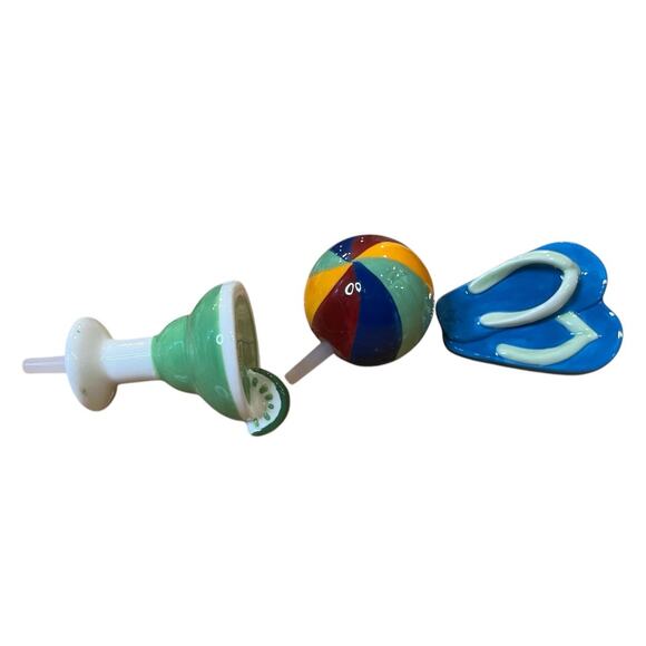 3 Nora Fleming Minis Lime & Salt Please Margarita A130 Beachball A14 Flip Flops - Picture 1 of 9